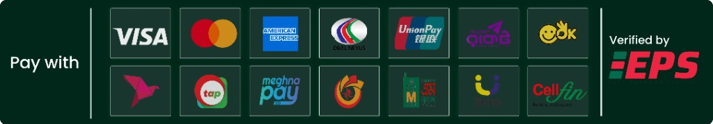 Pay with EPS - Visa, Mastercard, Amex, DBBL Nexus, UnionPay, Rocket, bKash, Nagad, CellFin, Upay, Tap, MeghnaPay